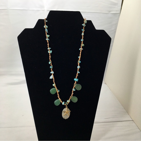 Elly, Polished Sea Glass Necklace With Gold Starfish, NOC - Picture 2 of 6